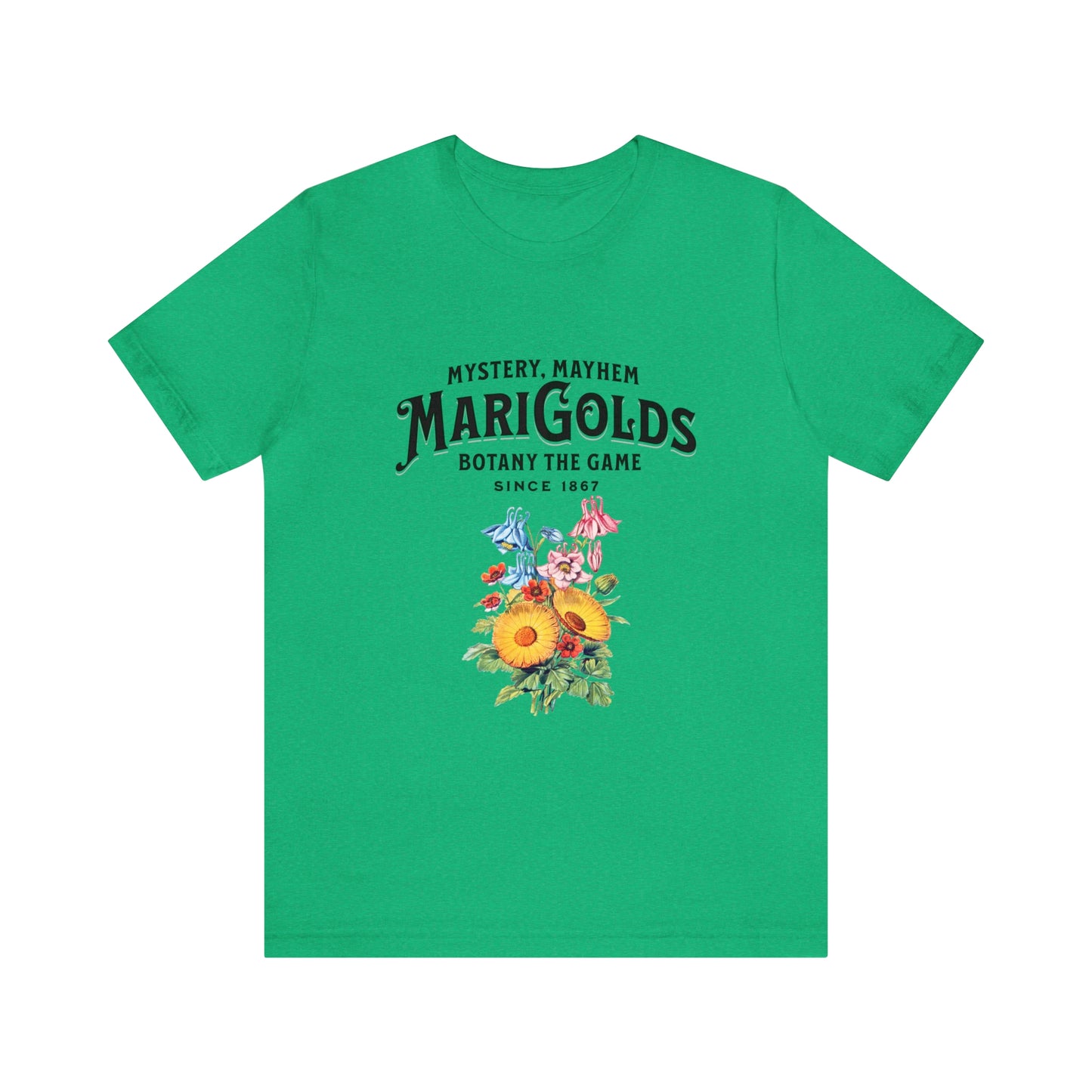 Botany Mystery, Mayhem, Marigolds Tee