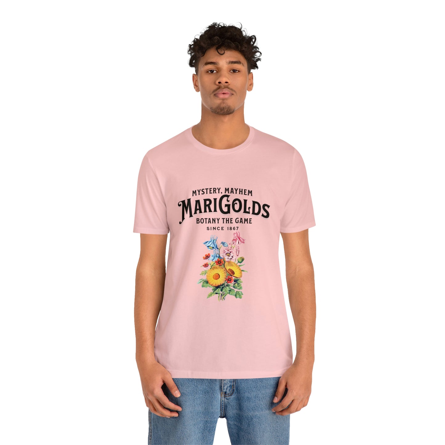 Botany Mystery, Mayhem, Marigolds Tee