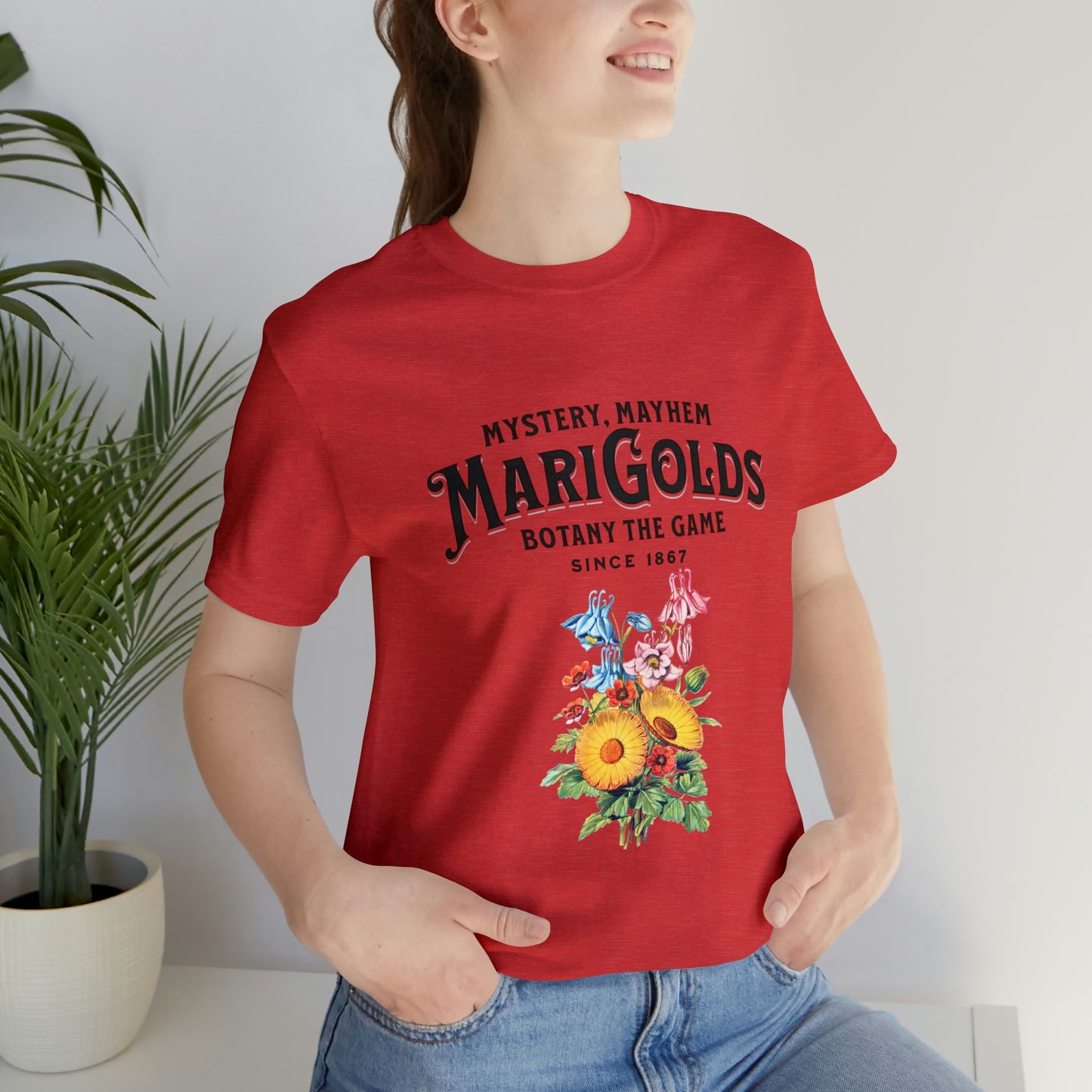 Botany Mystery, Mayhem, Marigolds Tee