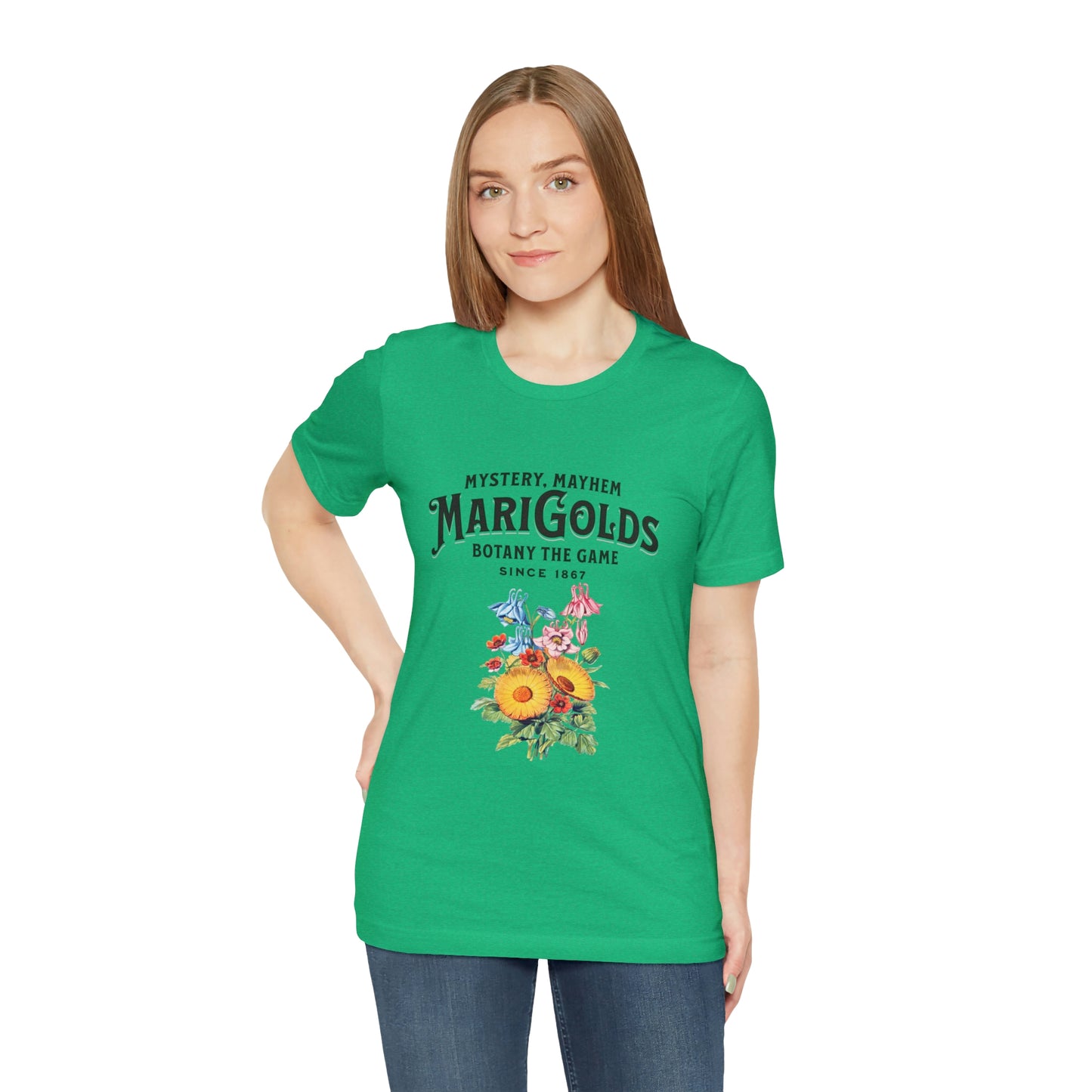 Botany Mystery, Mayhem, Marigolds Tee