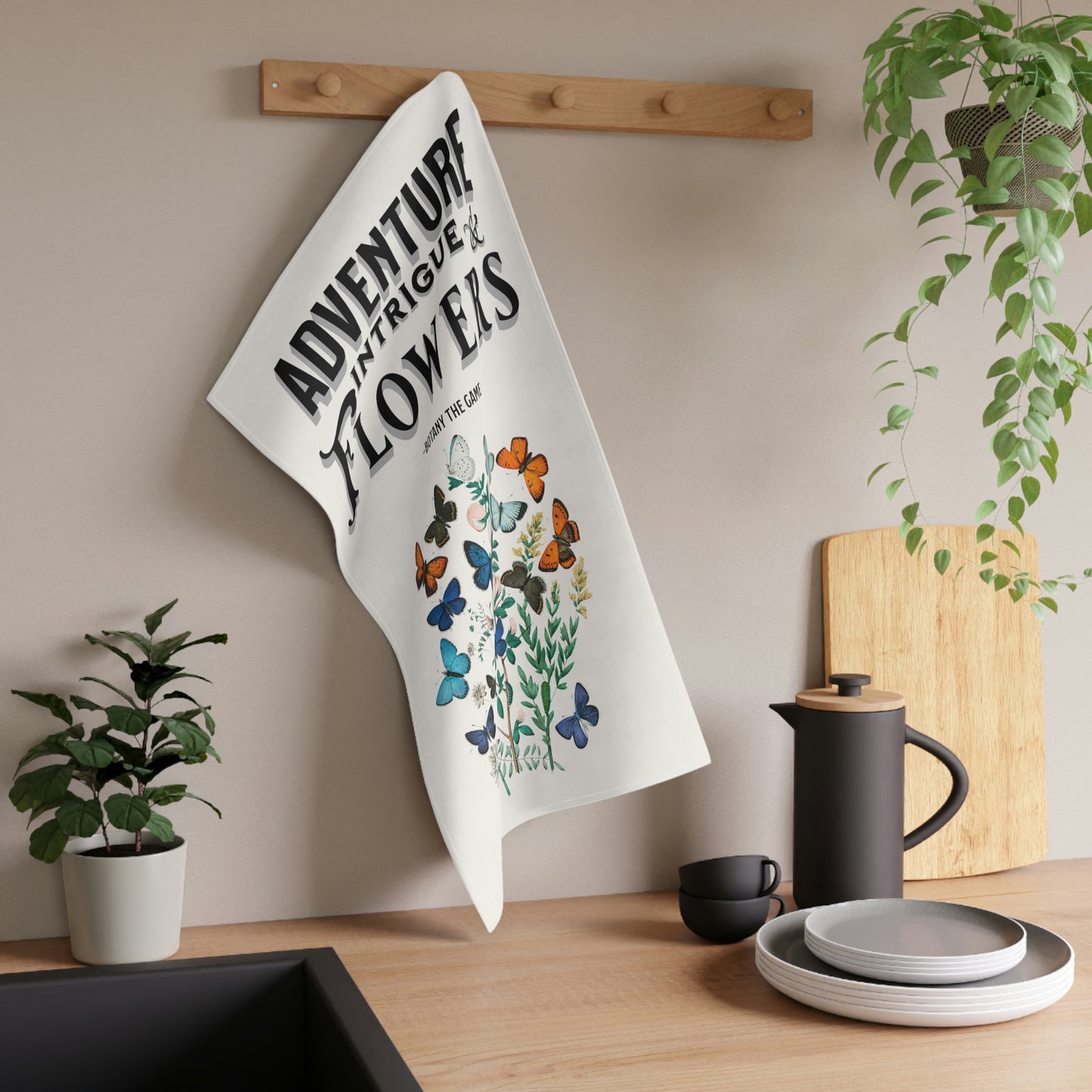 Botany Adventure, Intrigue, Flowers Tea Towel