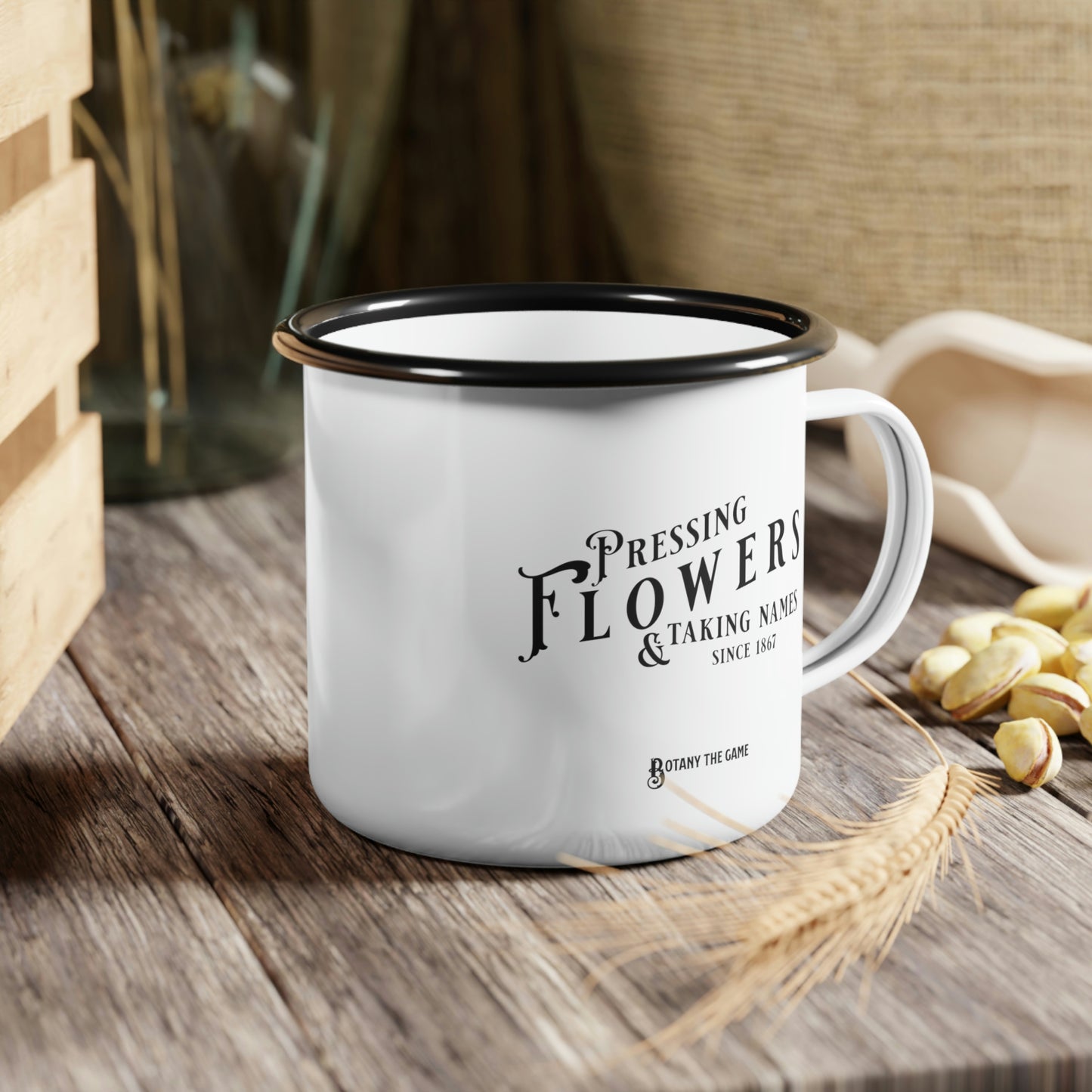 Botany Pressing Flowers & Taking Names Enamel Camp Cup
