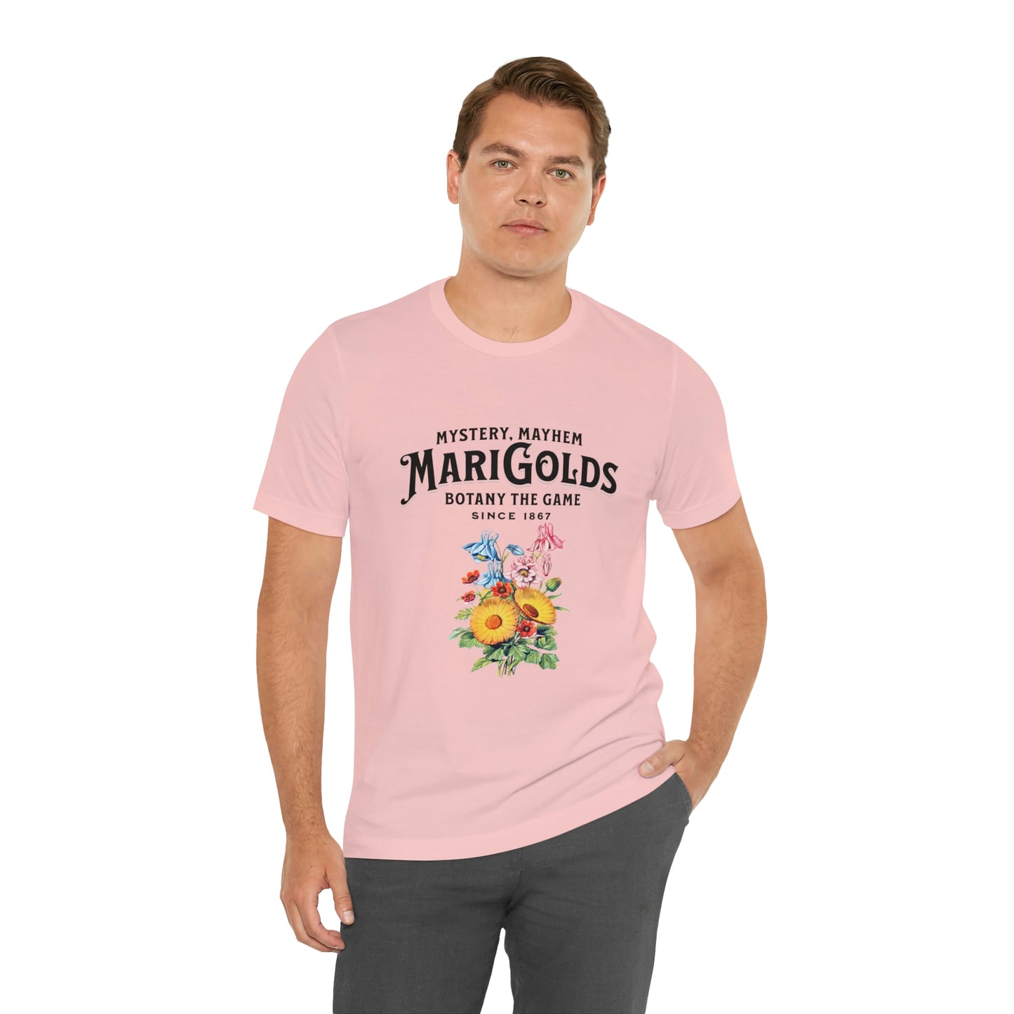 Botany Mystery, Mayhem, Marigolds Tee