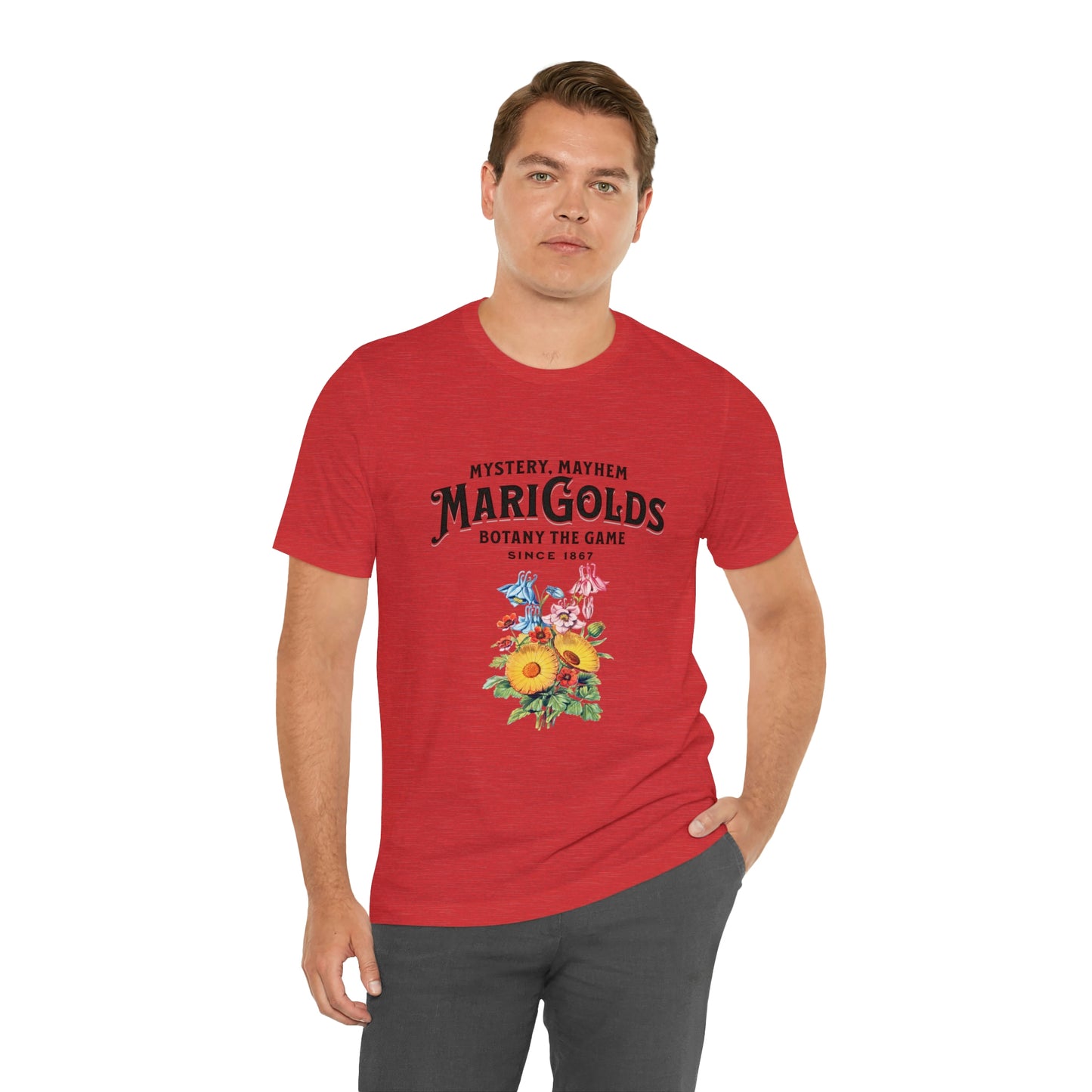 Botany Mystery, Mayhem, Marigolds Tee