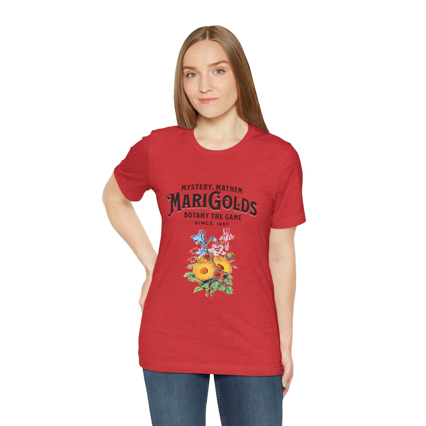 Botany Mystery, Mayhem, Marigolds Tee