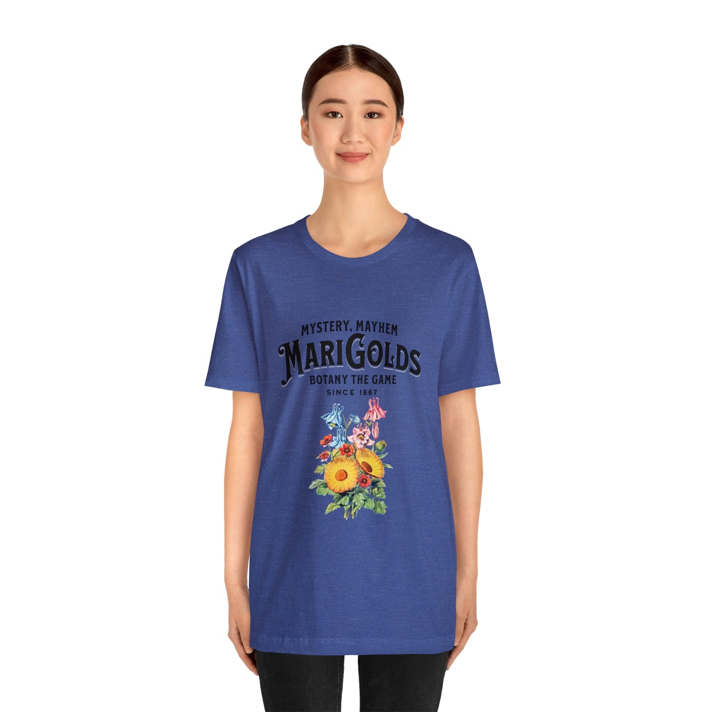 Botany Mystery, Mayhem, Marigolds Tee