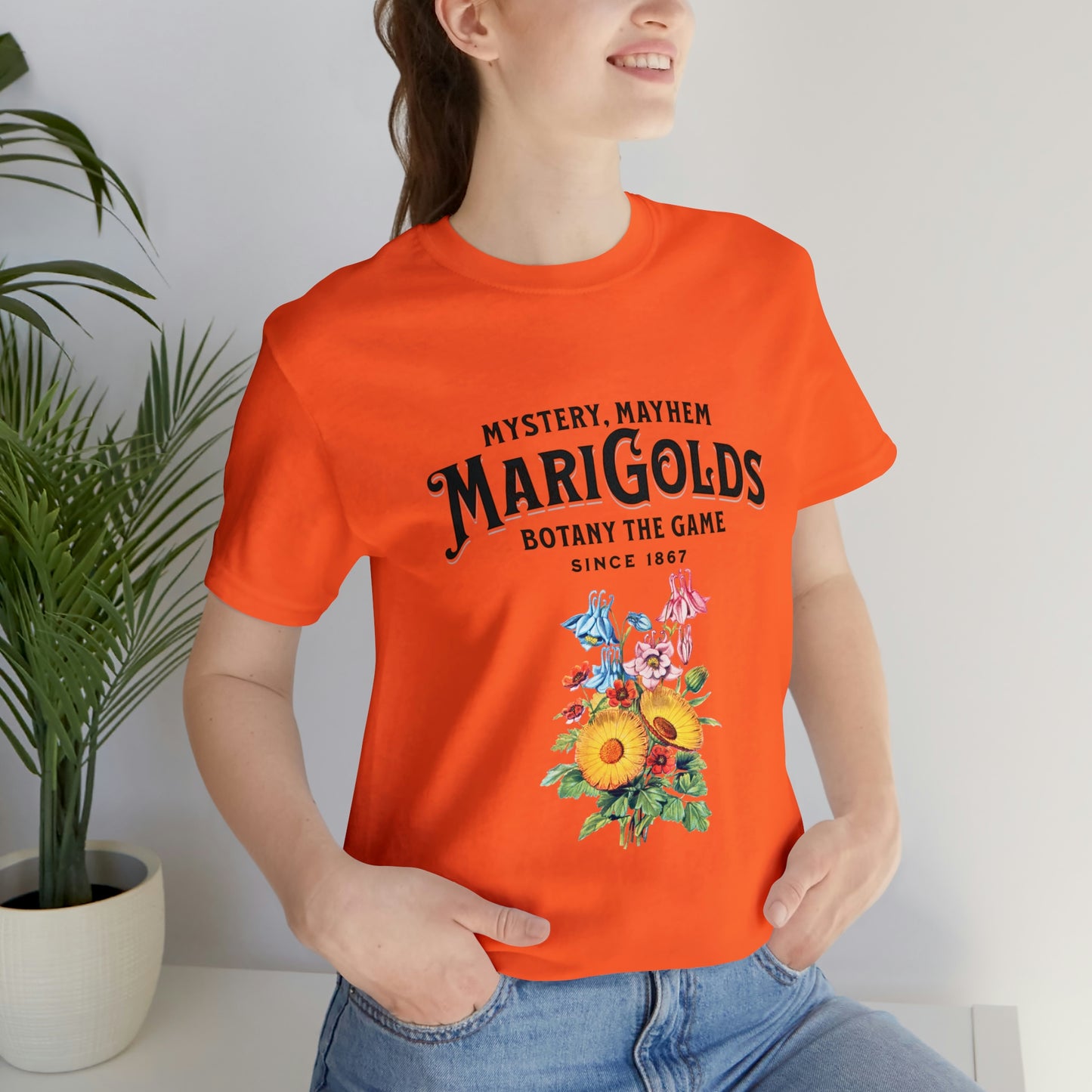 Botany Mystery, Mayhem, Marigolds Tee