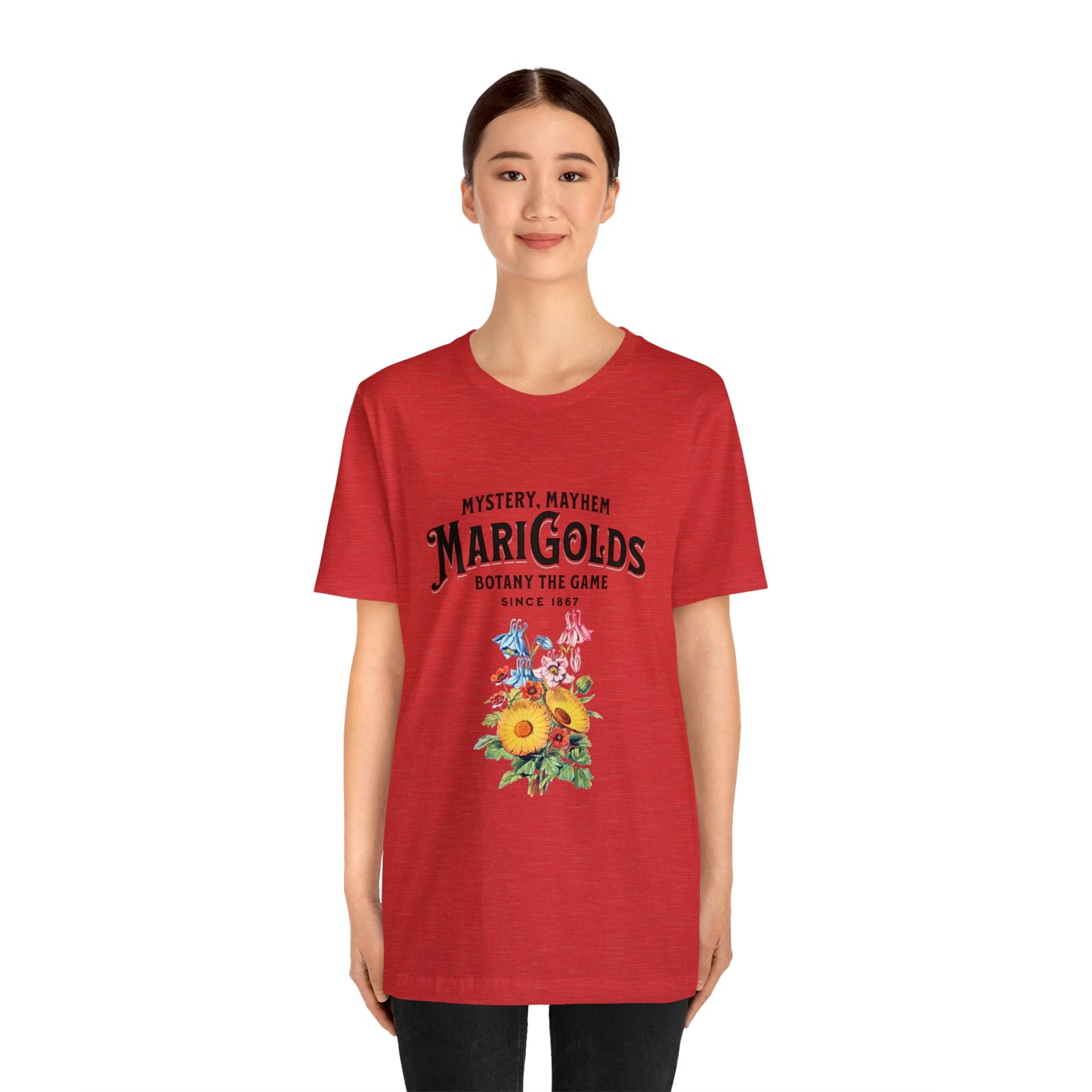 Botany Mystery, Mayhem, Marigolds Tee