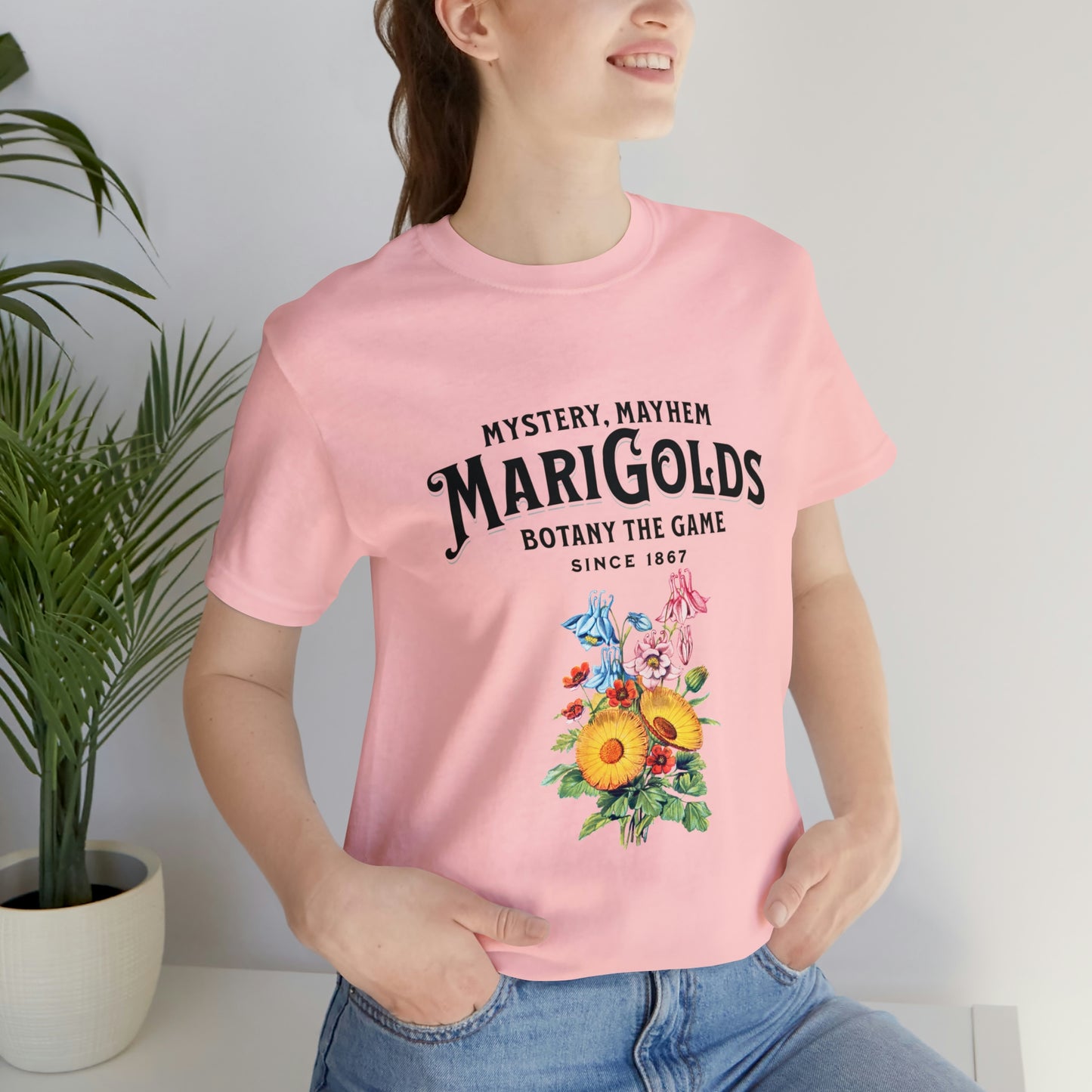 Botany Mystery, Mayhem, Marigolds Tee