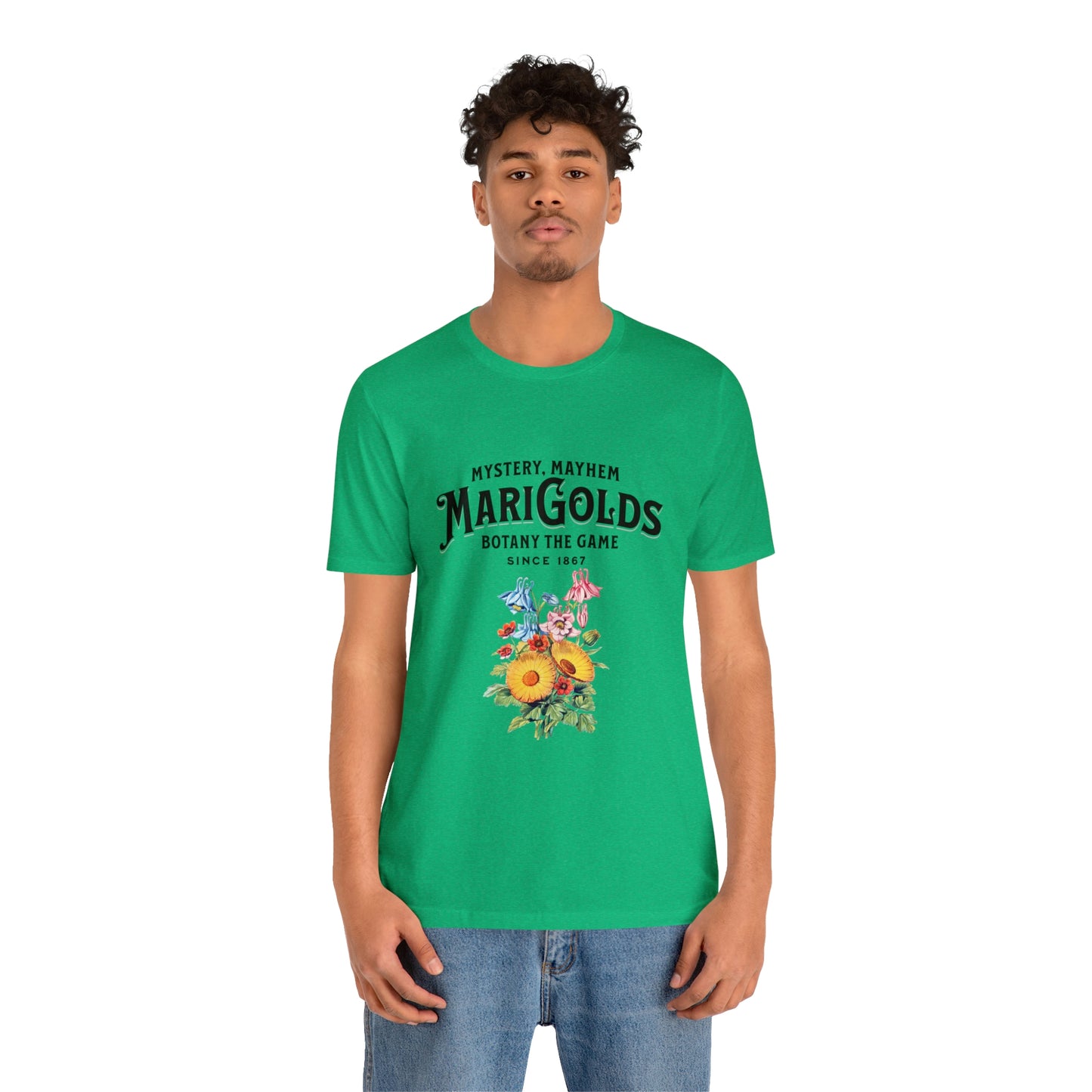 Botany Mystery, Mayhem, Marigolds Tee