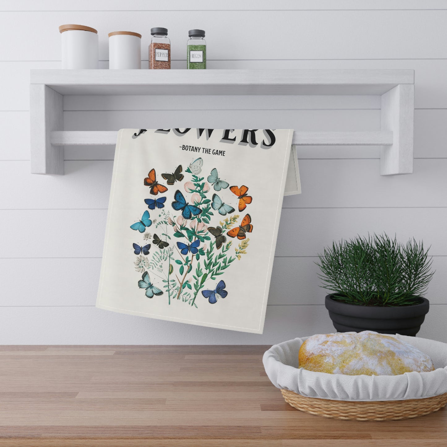 Botany Adventure, Intrigue, Flowers Tea Towel