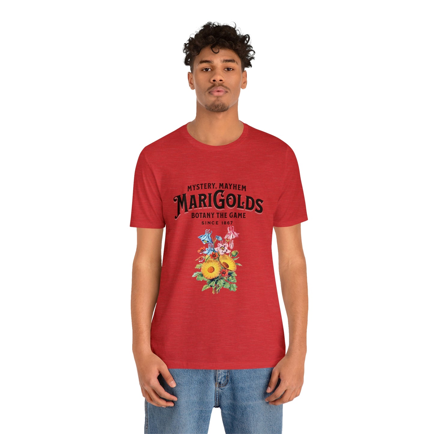 Botany Mystery, Mayhem, Marigolds Tee
