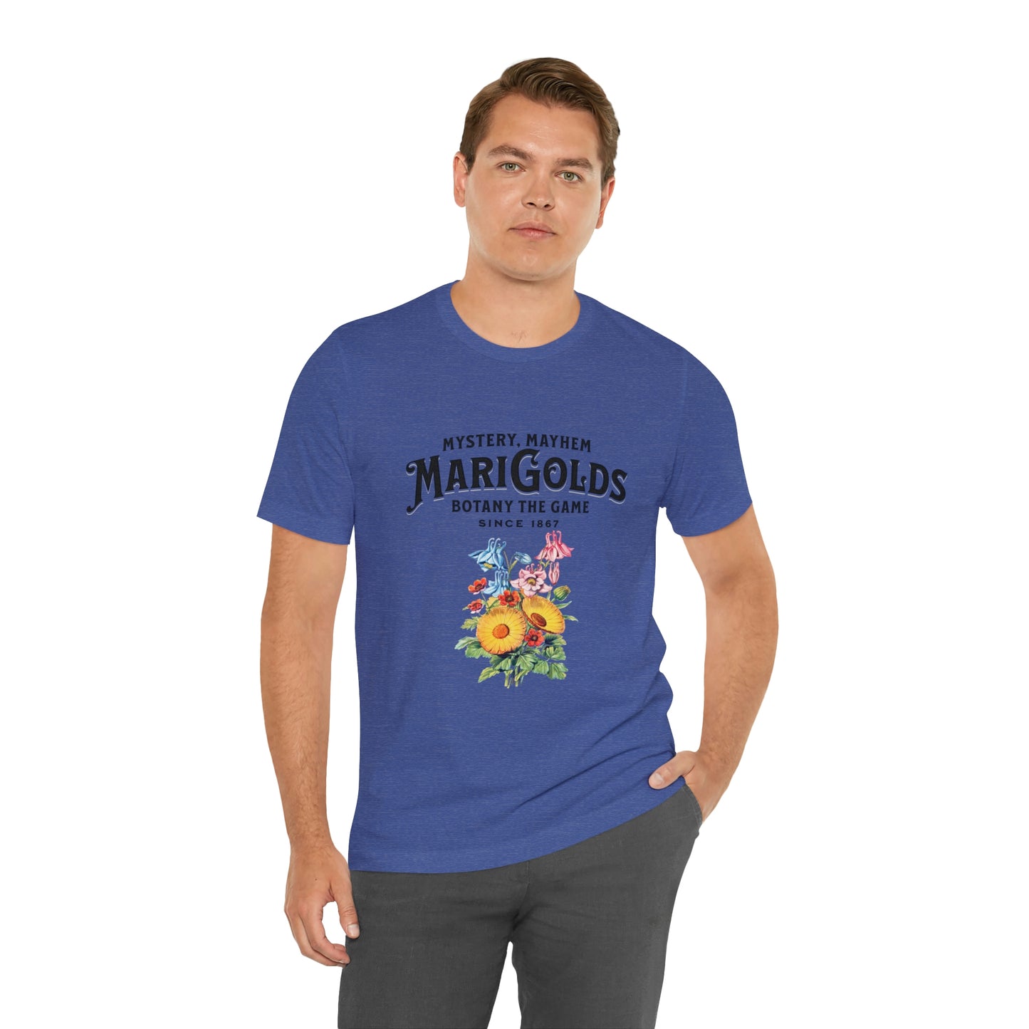 Botany Mystery, Mayhem, Marigolds Tee